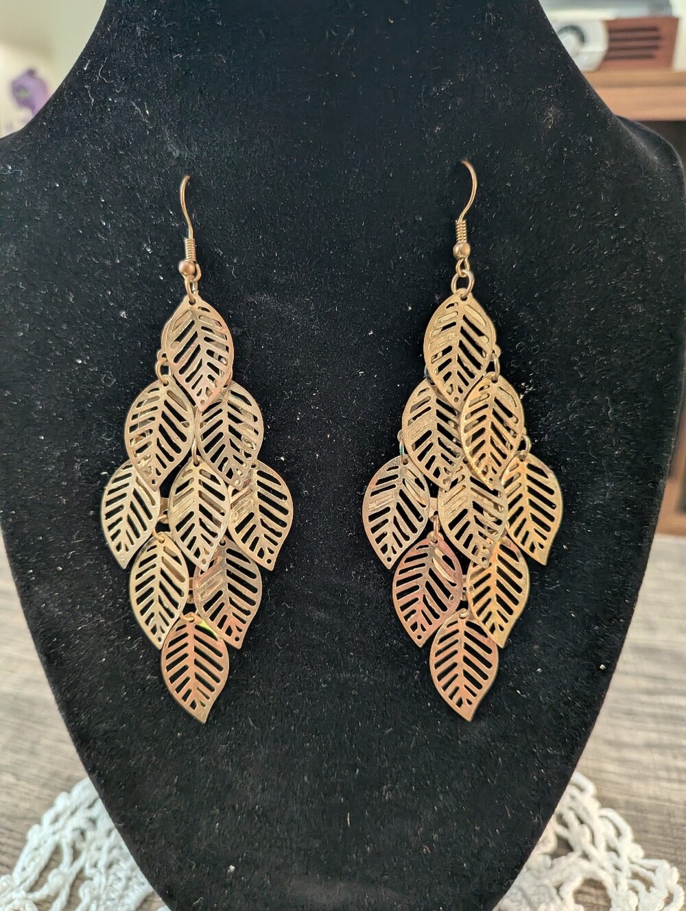Gold Leaves Dangle Earrings